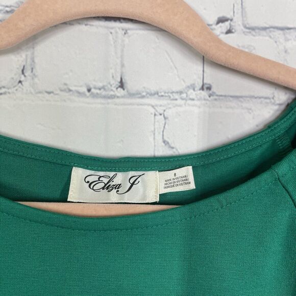 Eliza J Mini Sheath Dress Women's Size 8 Kelly Green Balloon Sleeve Stretch - Picture 4 of 13